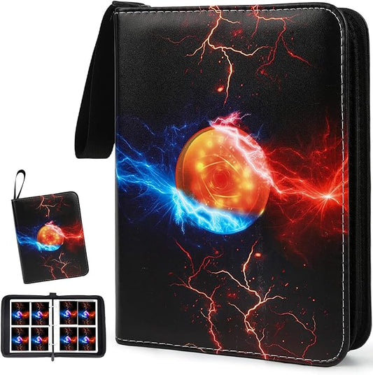 400 Pocket Trading Card Binder with 50 Removable Sleeves, Portable Zippered Card Holder, Collection Album Book Case Storage for MTG, TCG, Sports, Game Cards (Yellow Ball)