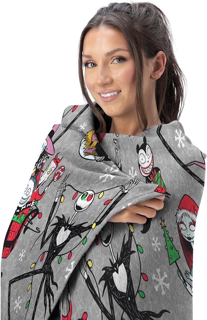 Northwest Character Hugger Pillow & Silk Touch Throw Blanket Set, 40" x 50", The Nightmare Before Christmas Freaky Festivities