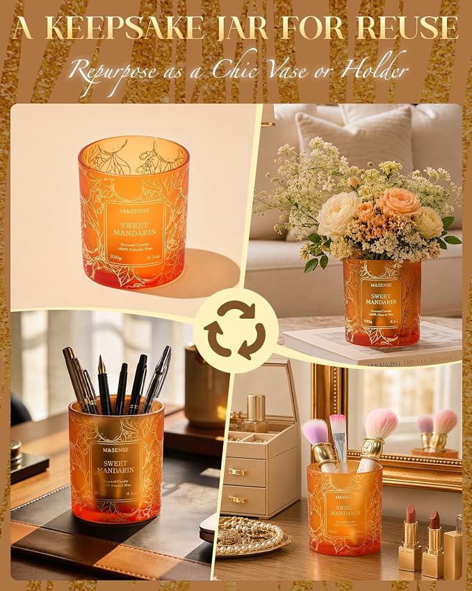 M&SENSE Ocean Soy Candle, 8.1oz Gilded Glass, Summer Fresh Aromatherapy | 42H Slow Burn, Soy Wax, Bathtub Home Fragrance, Non-Toxic, Warmer Lamp Safe