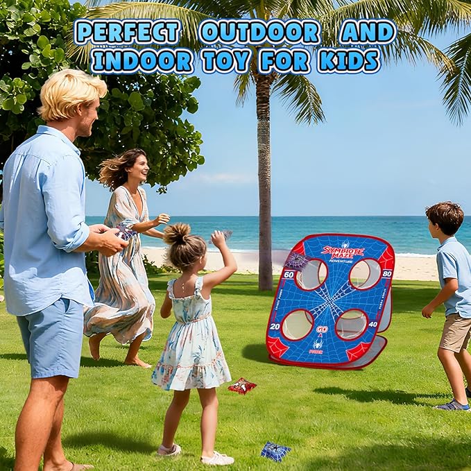 Spider Bean Bag Toss Game for Kids Age 4-8, Cornhole Board Outdoor Toys for Toddlers Party Carnival Outside Games Toy Christmas Birthday Gifts for Kid Boys Girls 3 4 5 6 7 8 9 Year Old