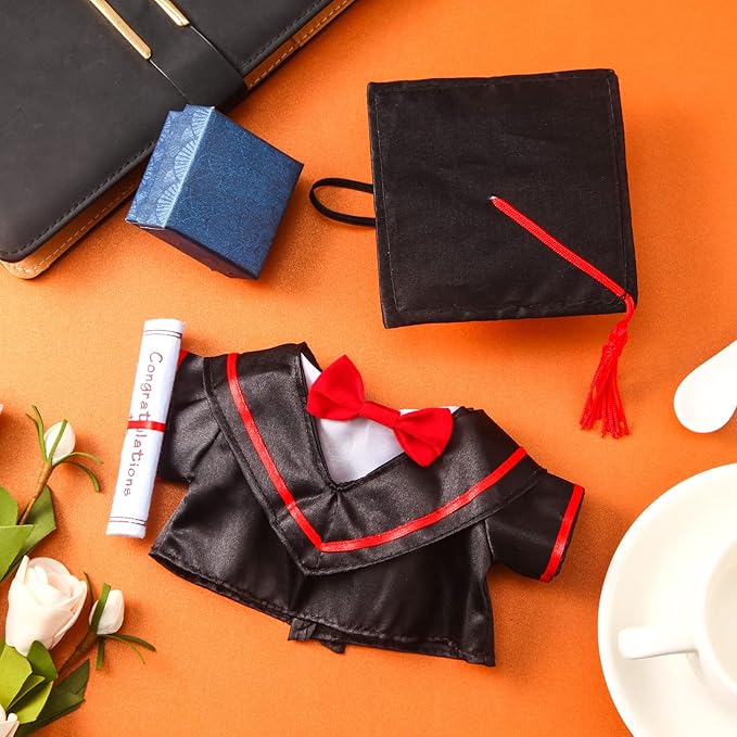 Set of 1 Graduation Teddy Bear Clothes Cap & Gow Outfit Fits Most 8" - 12" Bear Plush Stuffed Animal Outfit Build a Bear Doll Clothes and Make Your Own Stuffed Animals(Graduation Style, Fit 8"-12")