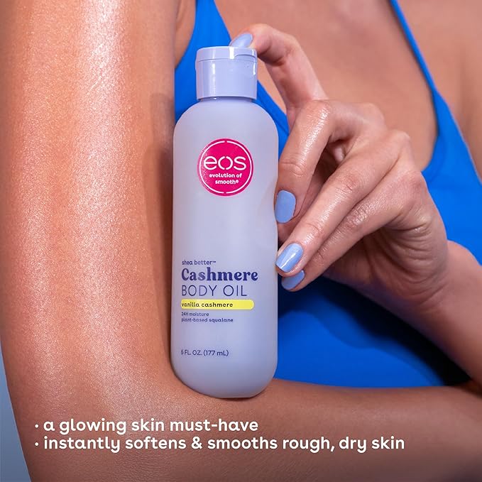 Bundle of eos Cashmere Body Wash – Vanilla Cashmere, Moisturizing Body Wash, 16 fl oz + eos Cashmere Oil, Vanilla, 24 Hour Moisture, Plant-Based Squalane to Soothe, Soften and Smooth Dry Skin, 6 fl oz