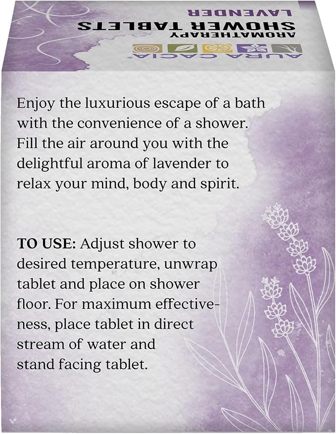 Aura Cacia Relaxing Lavender Aromatherapy Shower Tablets, Bath | 3 Count (Pack of 1)