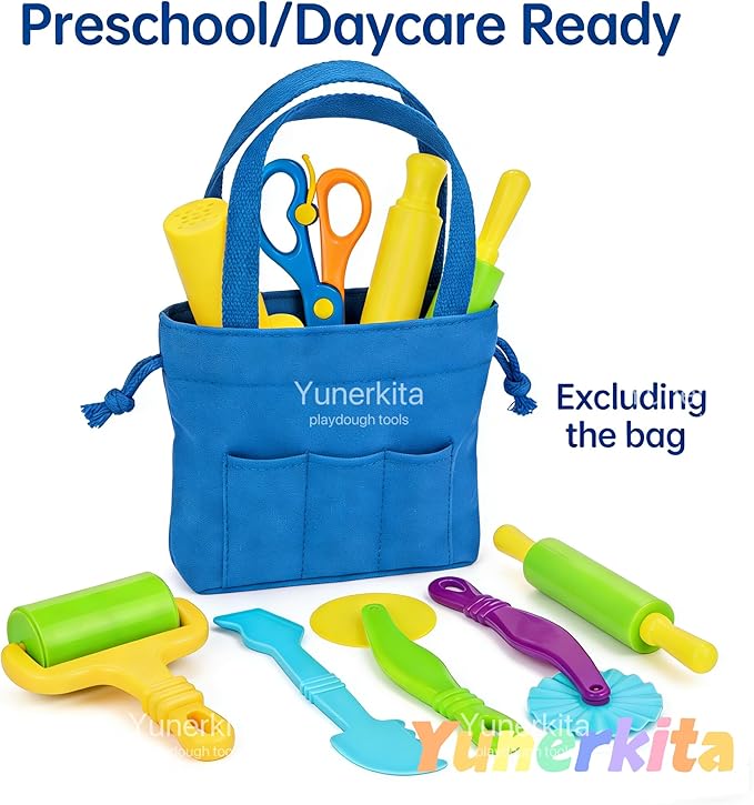 9PCS Dough Tools Set, Kids ABS Clay Molds Kit with Roller, Scissors & Cutters – Non-Toxic ASTM Certified, Toys for Toddlers Boys Girls Ages 3-8,No Clay Included