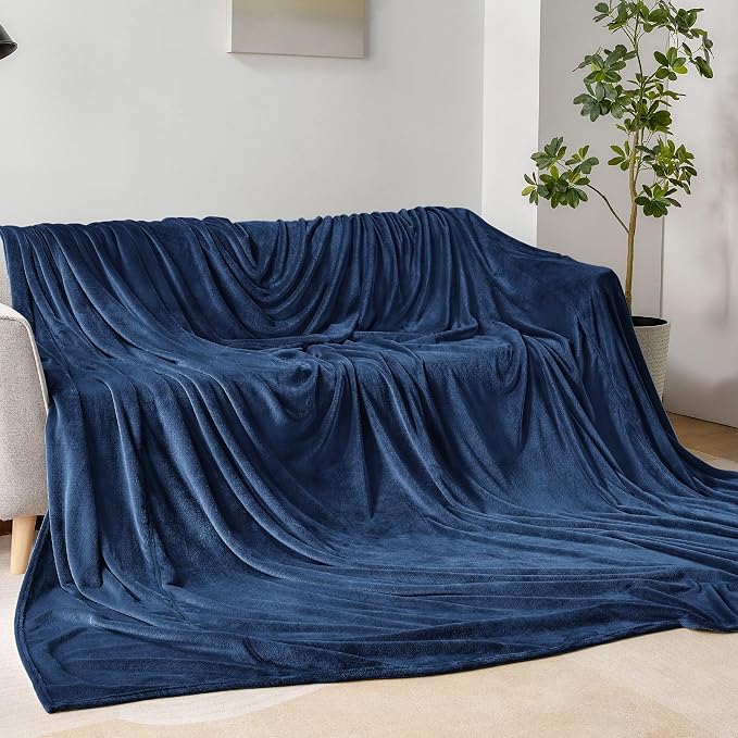 BEDELITE Fleece Blanket Soft Plush Oversized Bed Blanket Navy 120"x120" | Ultra Soft Plush Fleece, Lightweight Warmth, All Season Comfort, Fade Resistant, Machine Washable, Perfect for Sharing