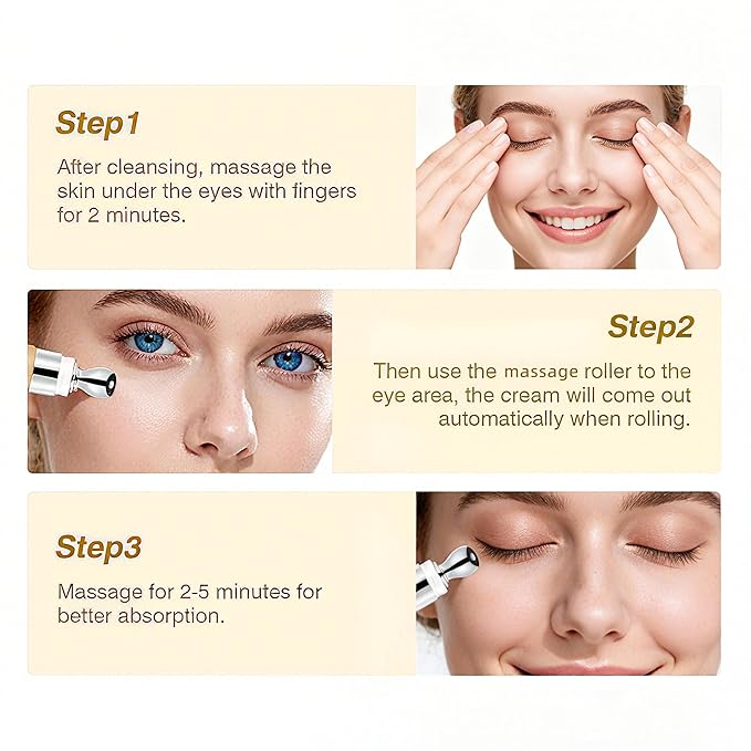 HKY Eye Cream, Under Eye Bags And Wrinkles Repair Cream Brightener, Anti Aging, Dark Circles Puffiness Under Eye Treatment With Caffeine Serum & Cyclodextrin, Morning Instant Firming