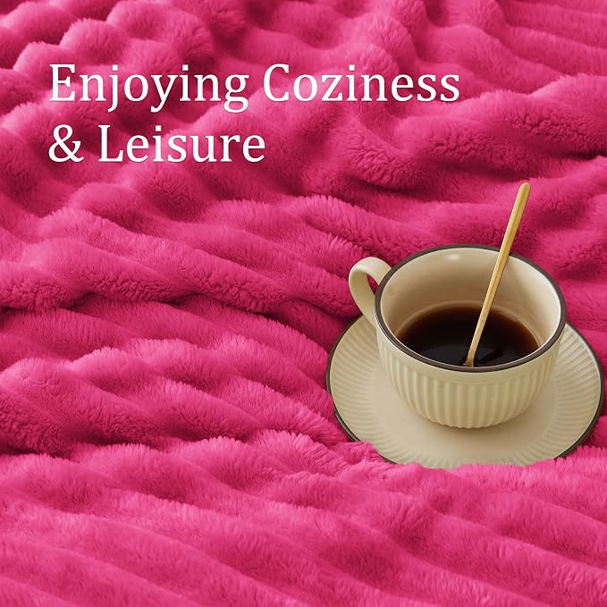 BEDELITE Ribbed Twin Blanket for Couch & Bed, Hot Pink, 60"x80" | Ultra-Soft Plush Fleece, Cozy, Warm Yet Lightweight, Ribbed Texture, Home Decor, Machine Washable, Giftable, All-Season Use