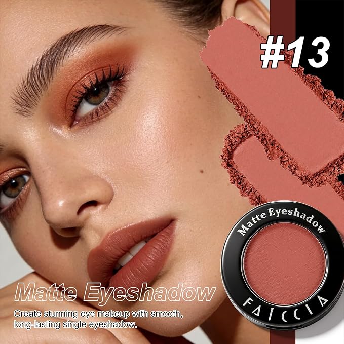 Single Eyeshadow, Rose Petal Matte Finish, Highly Pigmented Blendable Pressed Powder Eye Shadow, Long-Lasting Eye Makeup for Women, Buildable Color Payoff for Sweet Feminine Looks #13