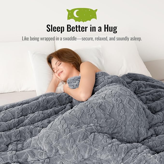 Uttermara Jacquard Weighted Blankets for Adults Queen Size 20lbs, Dual-Sided Soft Sherpa Heavy Blanket, Thick Blanket Throw for Sleeping, 60 x 80 Inches, Light Grey