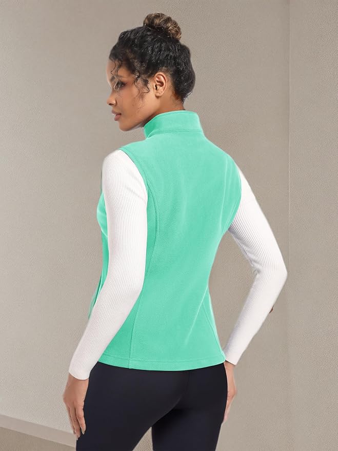 MAGCOMSEN Women's Fleece Vest Outerwear Sleeveless Lightweight Zip Jackets Warm Soft Vests with Zipper Pockets