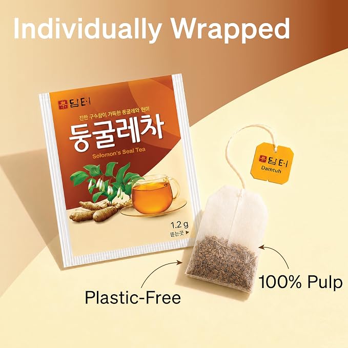 Damtuh Solomon’s Seal Tea – Roasted Herbal Tea, Smooth & Caffeine-Free, 40 Tea Bags (1.5g each)