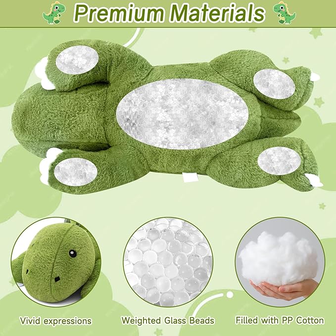 SQEQE Weighted Stuffed Animals Dinosaur Plush, Weighted Stuffed Animals Dino Plushies for Stress Relief, Soft T-Rex Pillow Toy for Kids Adults, Christmas & Birthday Gifts 9.8 Inch, 0.8 Lb