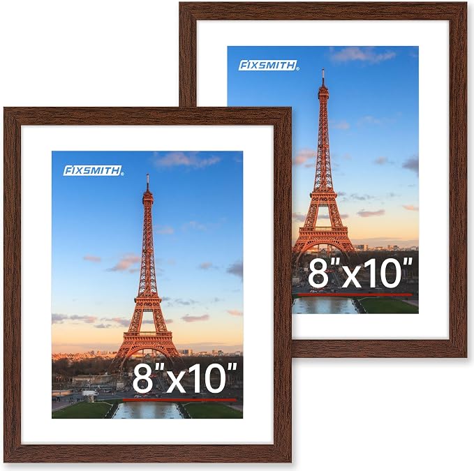 Brown 8x10 Picture Frame Set of 2, Collage for Tabletop or Wall Display
