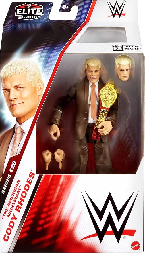 Mattel WWE Elite Action Figure & Accessories, Series #120, 6-inch Collectible Cody Rhodes with 25 Articulation Points & Swappable Hands