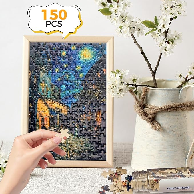 150 Pieces Mini Jigsaw Puzzles for Adults & Kids,6 x 4 Inches,Mini Puzzles,Travel Puzzle,Small Puzzles, Challenging Difficult Puzzle,3 Pack Starry Sky Series