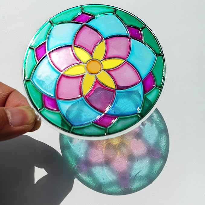 Ayhuhra 30 Sets Mandala Suncatchers Craft Kits Stained Glass DIY Window Paint Art Flower Suncatcher Kits for Spring Summer Party Activities Art Project Party Favors (Mandala)