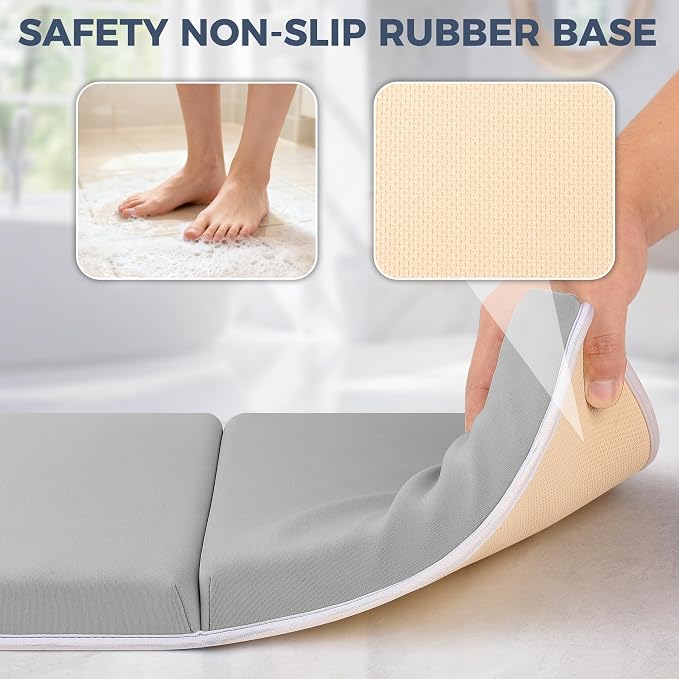 Bath Kneeler and Elbow Rest Pad Set - Comfortable 1.5” Thick Baby Bath Kneeler Pads with Toys Organizer, Non-Slip Knee Arm Support Bathtub Mat, Quick-Drying Kneeling Pad for Baby Bath Time