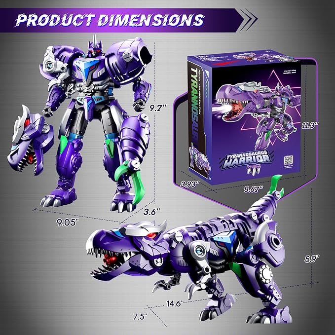 Transforming Toys Figures-Robot Toys for Boys, Action Figure for Kids 5 + Birthday Dinosaur Toys for Kids 5-14, ABS Metal Texture-Part of Alloy