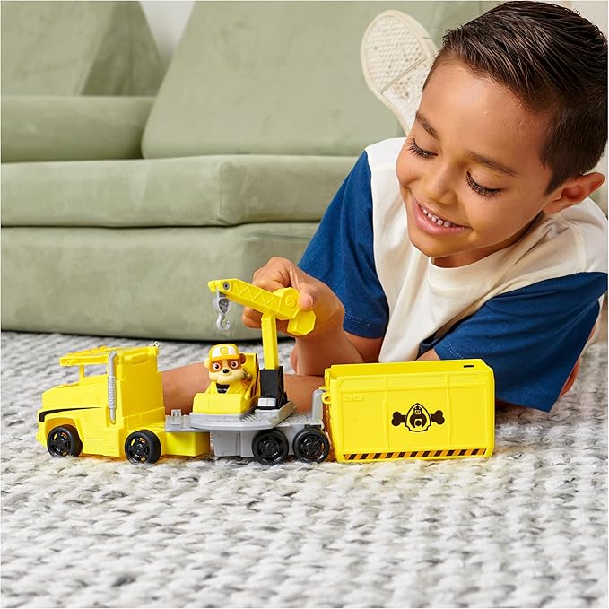 Paw Patrol, Big Truck Pup’s Rubble Transforming Toy Trucks with Collectible Action Figure, Kids Toys for Ages 3 and up