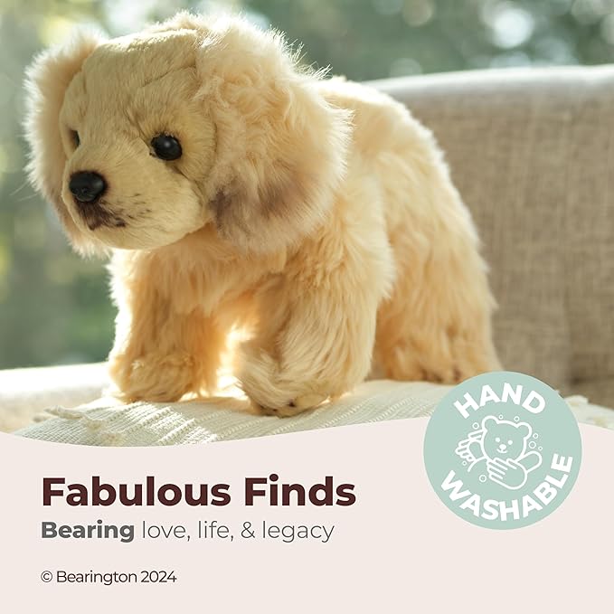 Bearington Dog Stuffed Animal Realistic Dog Plush Golden Retriever Puppy Plushies for Kids, Boys & Girls - Goldie 13"
