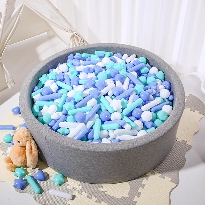 STARBOLO Ball Pit Balls for Toddlers - Macaron Ball Pit Balls Crush Proof Plastic Toy Balls for Toddlers Ball Pits, Ball Pit Play Tent, Baby Pool Water Toys,150pcs(Blue,Green,White)