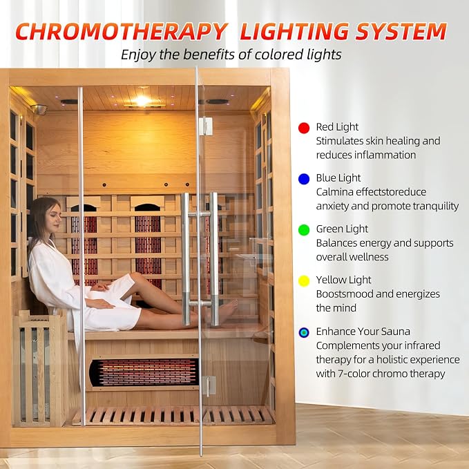 Infrared & Steam Dual-System Sauna Room, 3-4 Person Canadian Hemlock Wood Sauna, Indoor Traditional Home Saunas Spa with 10 Heaters & 4.5KW Sauna Stove, Oxygen Bar, 70.87"x47.28"x74.86"