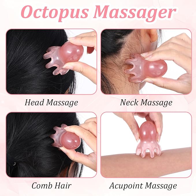 ElevateTech Head Massager Tool Scalp Comb, 2Pcs Head Massager Comb and Six Claw Manual Hair Scalp Massagers Gua Sha Tool