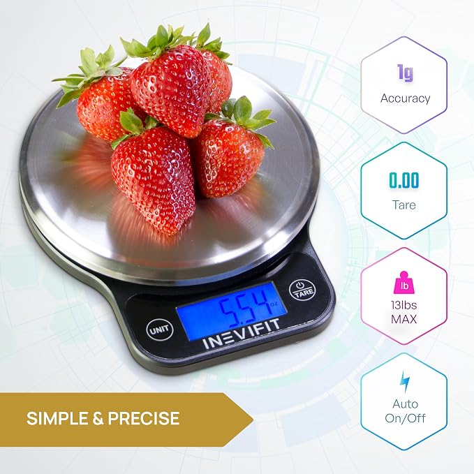 INEVIFIT Ultimate Wellness Bundle, Eros Smart Body Fat Scale, Kitchen Scale, Water Bottle & Resistance Band Set for Complete Health Tracking