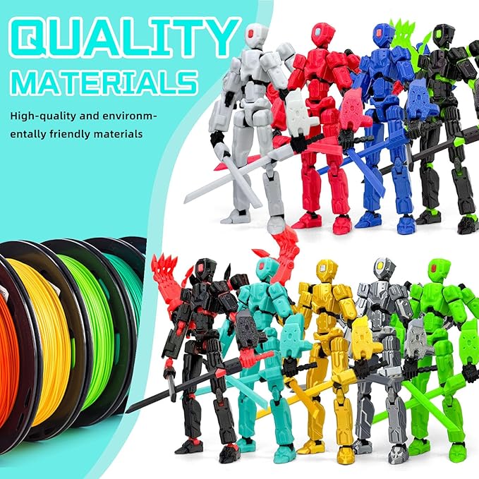 8Inch T13 Action Figure Assembly Completed,3D Printed Multi-Jointed Movable Toy Nova 13 Action Figures Desktop Decorations for Game Lovers Toy (Cyan)