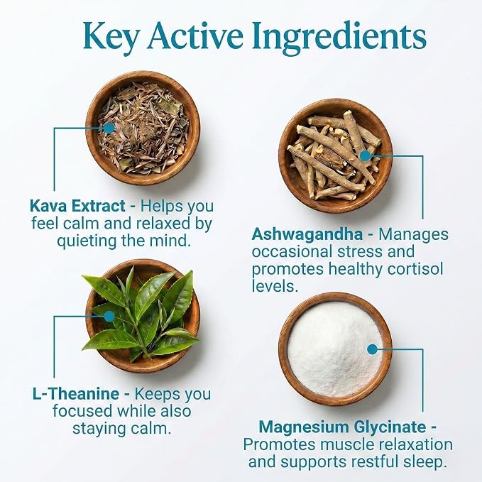 Kava Zen Calming Kava Drink Mix | 250mg Kava Extract (70% Kavalactones), L-Theanine, Sensoril Ashwagandha, Magnesium | Relaxation, Sleep Aid, Cortisol + Stress Support | No Sugar, Non-GMO | 30 Packs