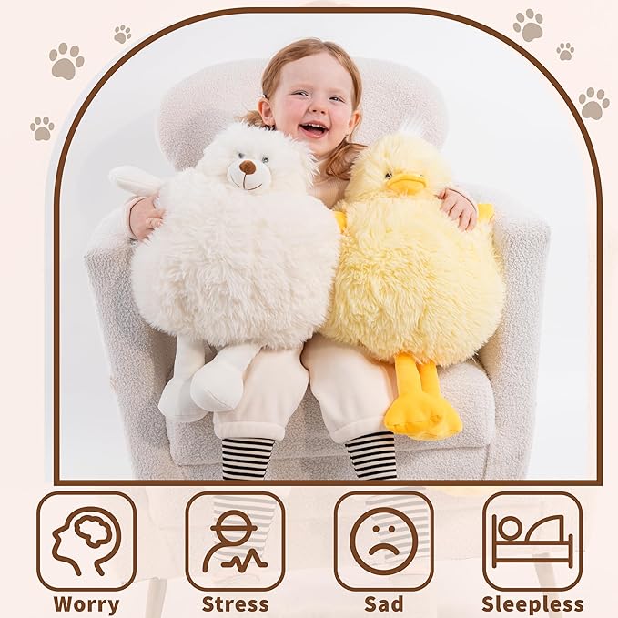 Weighted Stuffed Animals Bear - 20 Inch - 3.3 lb - White Polar Bear Stuffed Animals - White Stuffed Bear - Weighted Throw Pillow - Gift for Adults and Kids