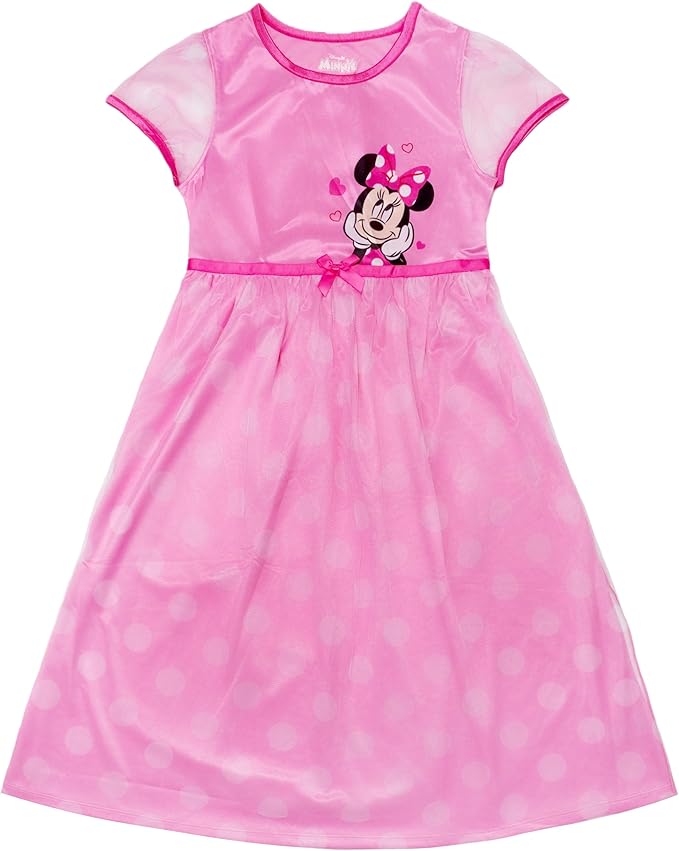 Disney Girls' Princess Dress Nightgown, Fantasy Gown, Soft & Cute Pajamas for Kids