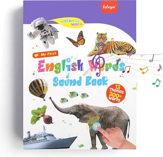 English Words Sound Book -Total 300+ Words, 13 Themes, Interactive Audio Sound Books for Toddlers, Autism Sensory Games, Early Educational Gifts, Birthday Gift for Toddlers Kids Age 3 4 5 6