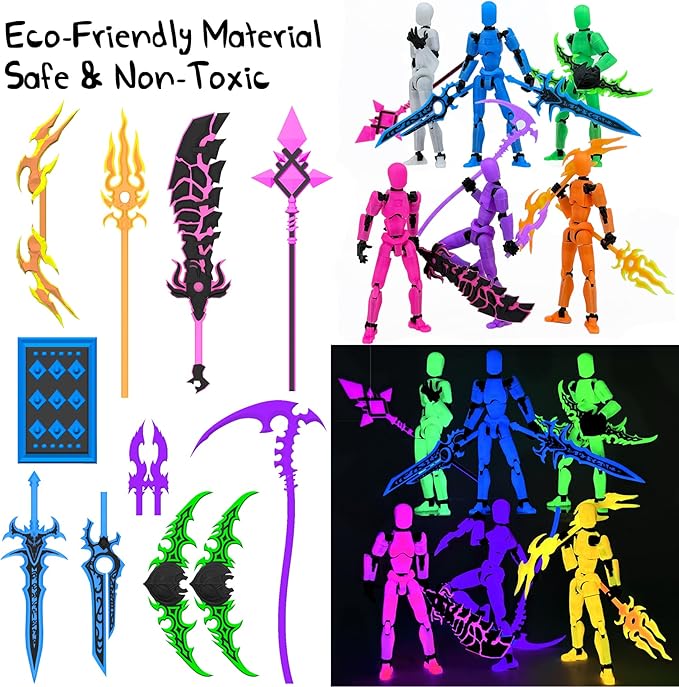 Glowing Titan 13 Action Figure Set Already Assembled, T13 Action Figures with Weapons Accessories 3D Printed T 13 Lucky Robo Dummy Nova 13 Action Figures, Figura de acción t13 (Rose Red)