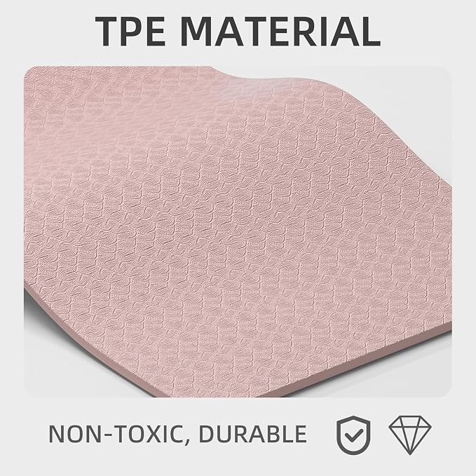 10 mm Yoga Mat 72"x26" TPE Non-Slip Exercise Mat 0.4" Thick, Easy-to-Carry Fitness Mat for Yoga, Pilates & Workout, Professional Mat, Made with Recyclable Material, Durable, Easy to Clean