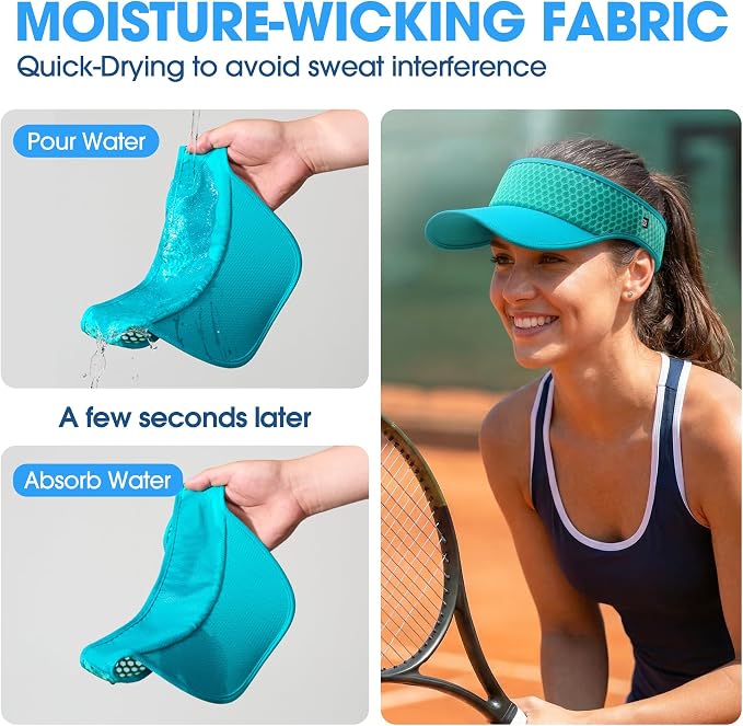 LONGLONG Sports Sun Visor Hat with Non-Slip Toggle Breathable for Women Men | Adjustable Quick Dry Moisture-Wicking Soft Lightweight Mesh Sun Protection Cap Golf Tennis Pickleball Running Garden Hiking