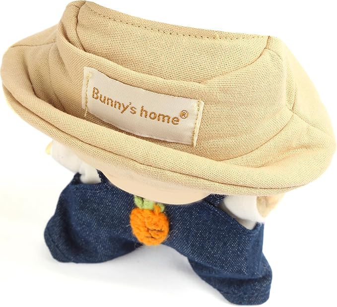 3-Piece Doll Clothes for Labubu & 17cm Dolls – Stylish Fisherman Hat Set, Kawaii Doll Outfits with Accessories for Collectors or Display - Navy Carrot (No Dolls)