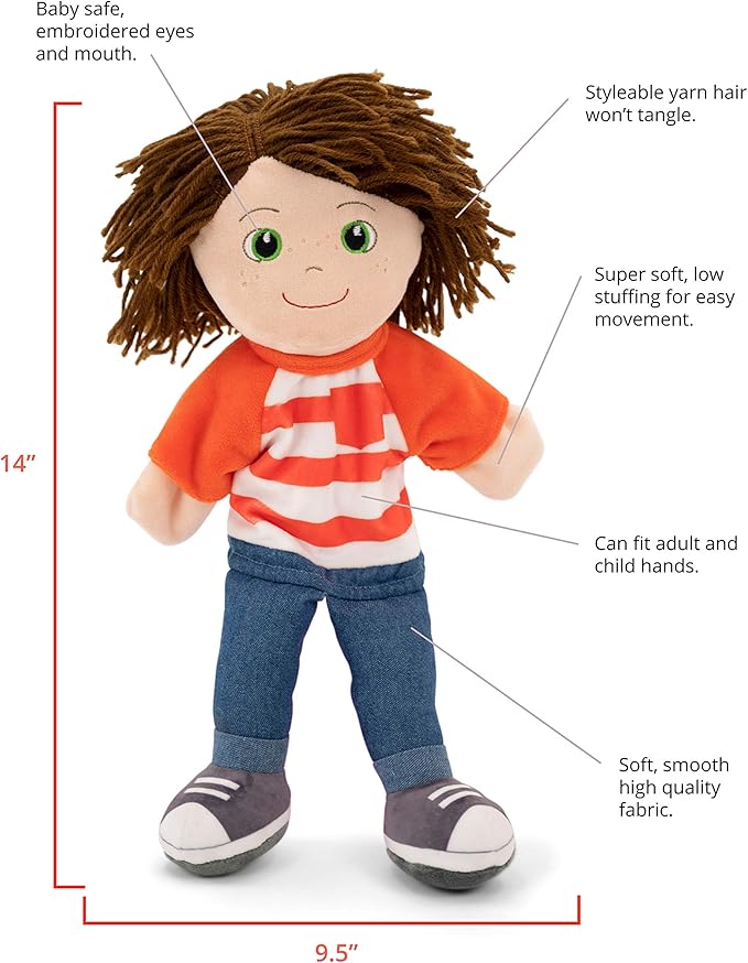 Playtime by Eimmie Hand Puppets for Kids (Ollie) - 14" Soft Plush Toy for Boys & Girls, Pretend Play, Storytelling, Theater, Imaginative Fun, Educational Puppet for Toddlers & Children Ages 3+