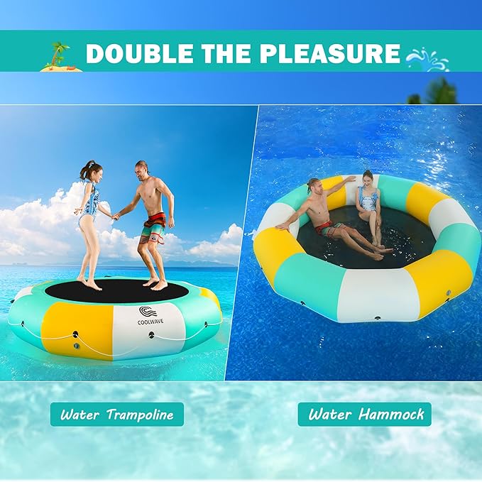COOLWAVE Water Trampoline for Lake, Floating Trampoline for Lake Pool Ocean with Pump