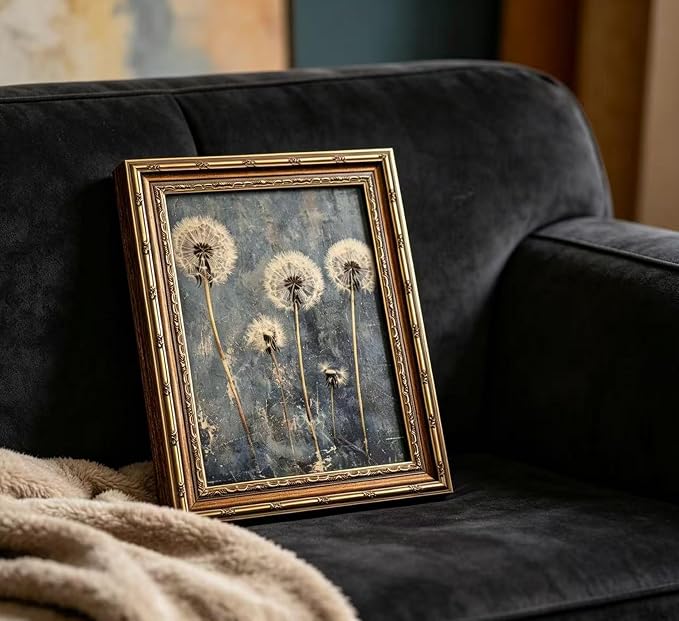 Vintage Gold Framed Dandelion Wall Art Moody Cottagecore Dandelion Painting Canvas Print Gothic Dark Plant Print Poster Wall Decor Retro Moody Plant Floral Poster Artwork for Bedroom Living room
