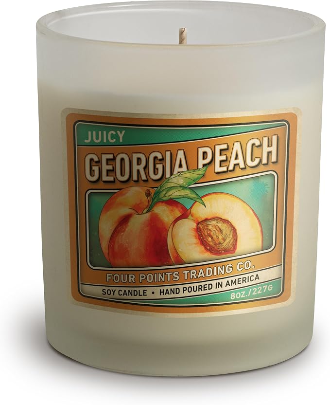 Fresh Georgia Peach Scented Candle with Jar - Soy Candle - Aromatherapy Candle - Great for Birthday, Wedding, Grandma, Mom, Women, Teacher Gifts, and Gift Baskets, Apartment Decor (8 Oz)