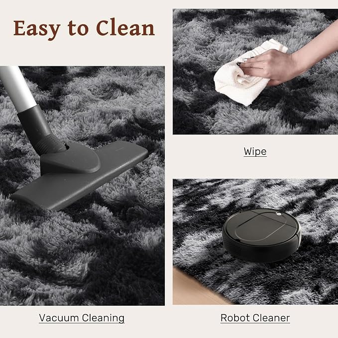 7x10 Area Rugs for Living Room, Large Fluffy Shag Bedroom Rugs Non-Slip, Ultra Soft Plush Carpet for Nursery Kids PlayRoom Dorm Office Indoor Modern Carpets(Dark Grey)