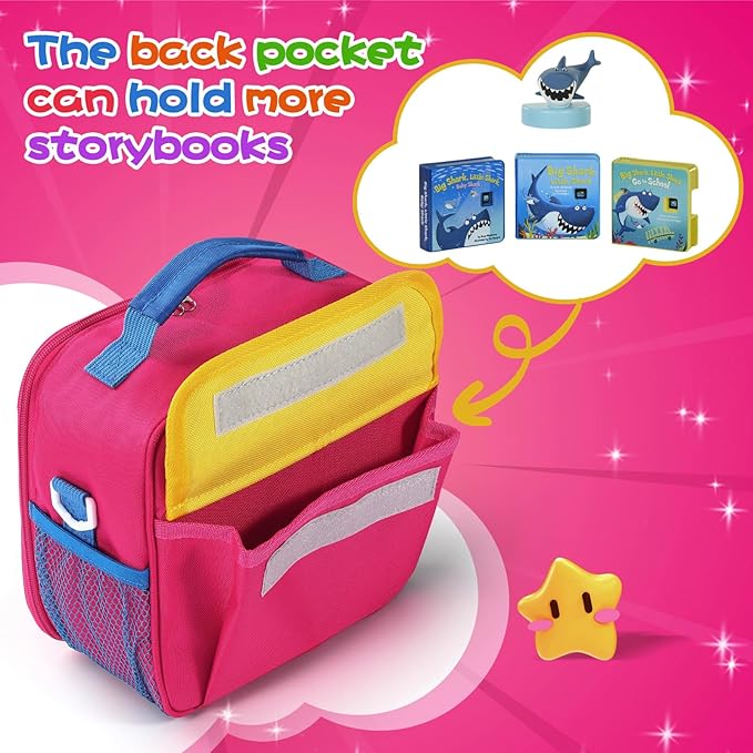 Storage Case for Little Tikes Story Dream Machine Books Starter Set, Toys Storage Holder Travel Case for Many Story Collection, Storytime/Little Golden Book Accessories, Pink, 8.6x8.2x5.5