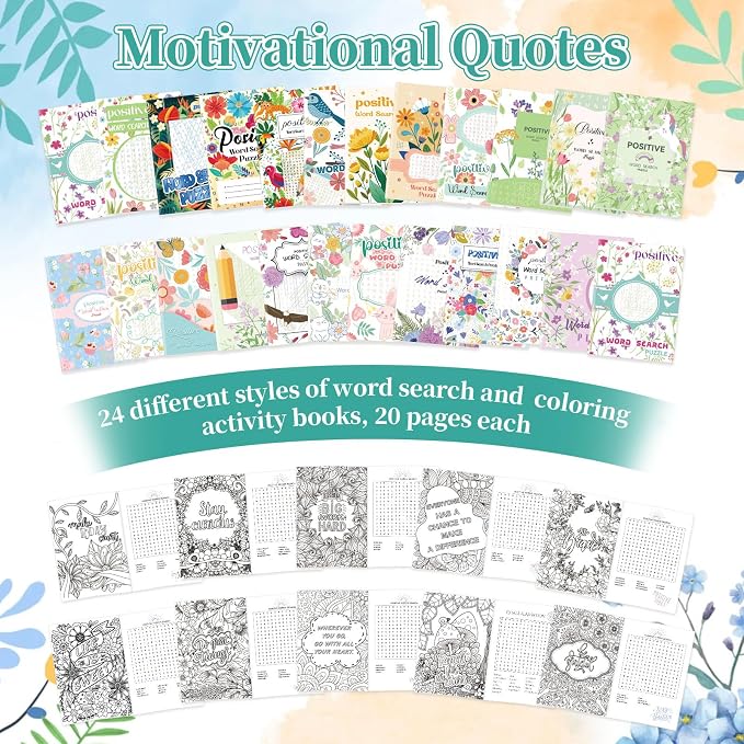 Liliful 24 Pcs Motivational Sayings Coloring Book Bulk for Adult DIY Art Stress Relief Drawing Book with Inspiring Patterns for Adults, Party Favors, Goodie Bag Filler and Holiday Gifts