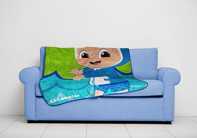 Jay Franco Plush Throw Blanket – 46" x 60" Inch Cartoon Kids Soft & Cozy Fleece Throw for Bedroom & Couch Décor, Official Licensed Product, Green - Cocomelon