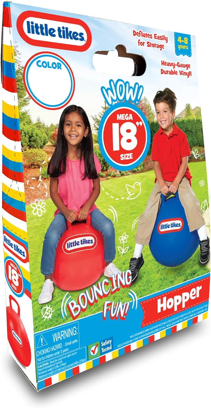 Little Tikes Bouncing Fun! Blue Hopper 9301B - Mega 18" Inflatable Heavy Gauge Durable Vinyl Ball - Deflates Easily for Storage - Exercise Learning Fun? YES - Use That Energy! for Kids Ages 4-8