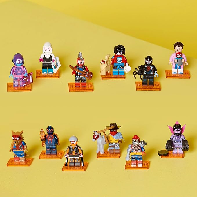 LEGO Minifigures Spider-Man: Across the Spider-Verse - Get 1 of 12 Collectible Toys with Accessories - Gift for 5+ Year Old Boys & Girls - Mystery Box - 71050