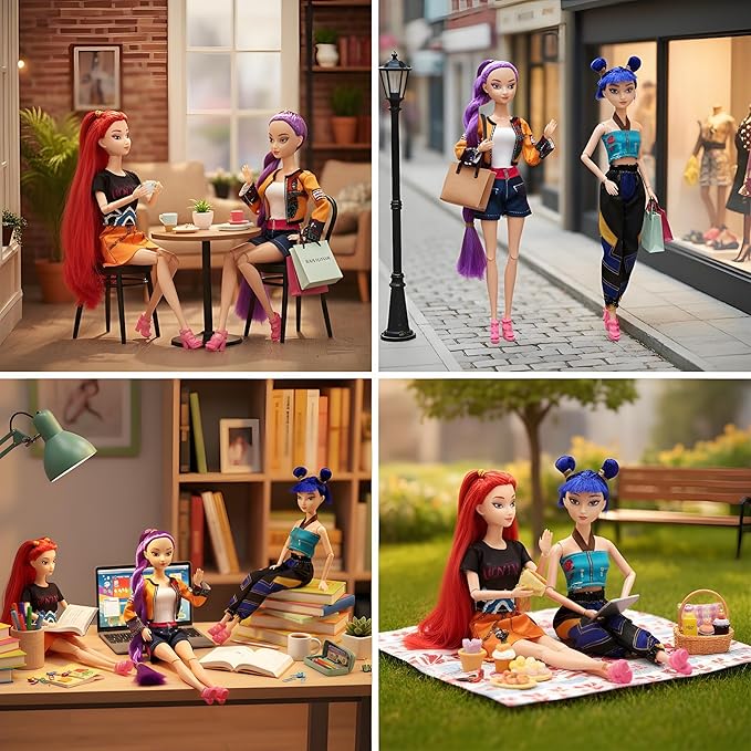 2026 New Singer Fashion Dolls,11.5'' Girl Group Fashion Doll for Kids,Articulated Fashion Doll Set,Great Gift Idea for Girls Fans(A-Purple Hair)