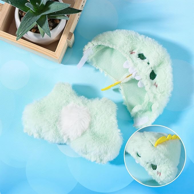 2 PCS Clothes for 17cm Doll Cloth, Dress up Animal Style Outfits with Tails, Boys and Girls Stylish Adorable Dolls Clothes Accessories (No Doll)(Dinosaur)