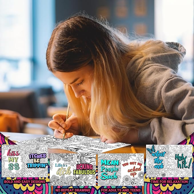 Liliful 144 Pcs Coloring Book Bulk for Adult DIY Art Stress Relief Drawing Book with Patterns, Goodie Bag Filler and Holiday Gifts